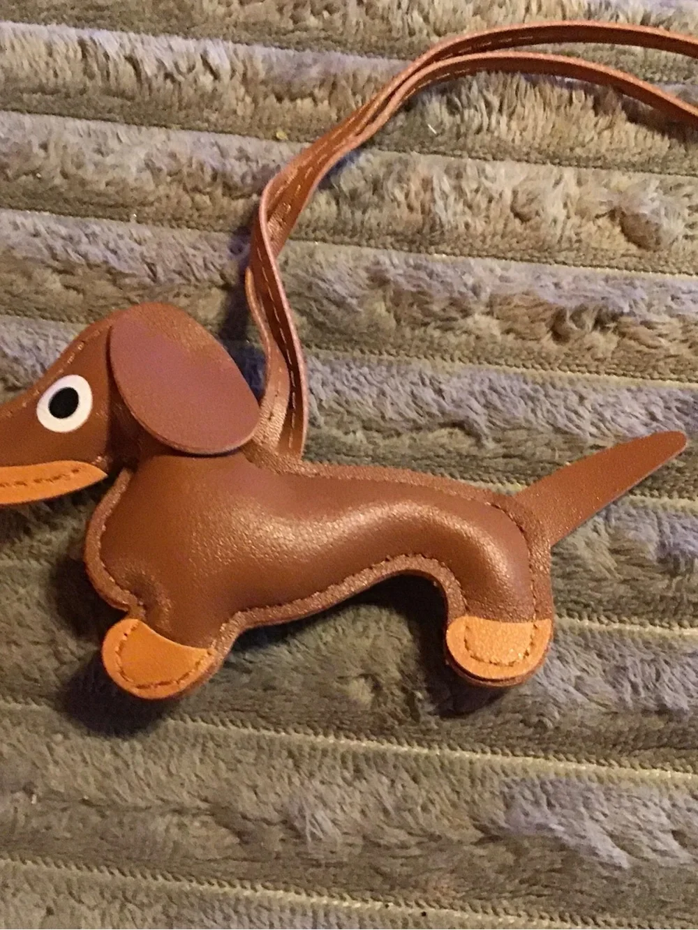 Brown Leather Dachshund Dog Charm